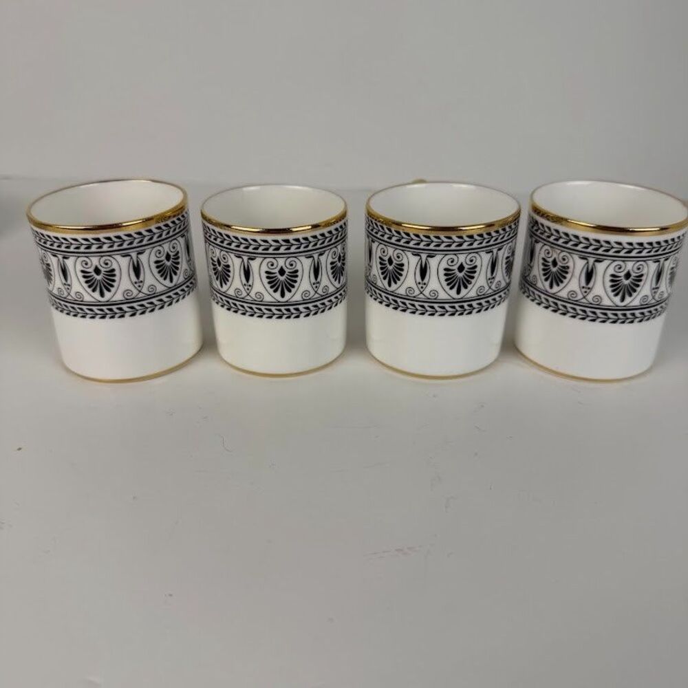 Vintage 1970s Crown Staffordshire Victoria Black Set of 4 Cups & 4 Saucers - Picture 11 of 16